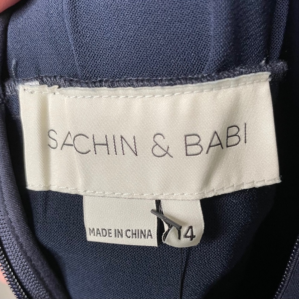 NWT Sachin and Babi Merle Navy Dress Women’s Size 14 Sleeveless Bow - Picture 10 of 14